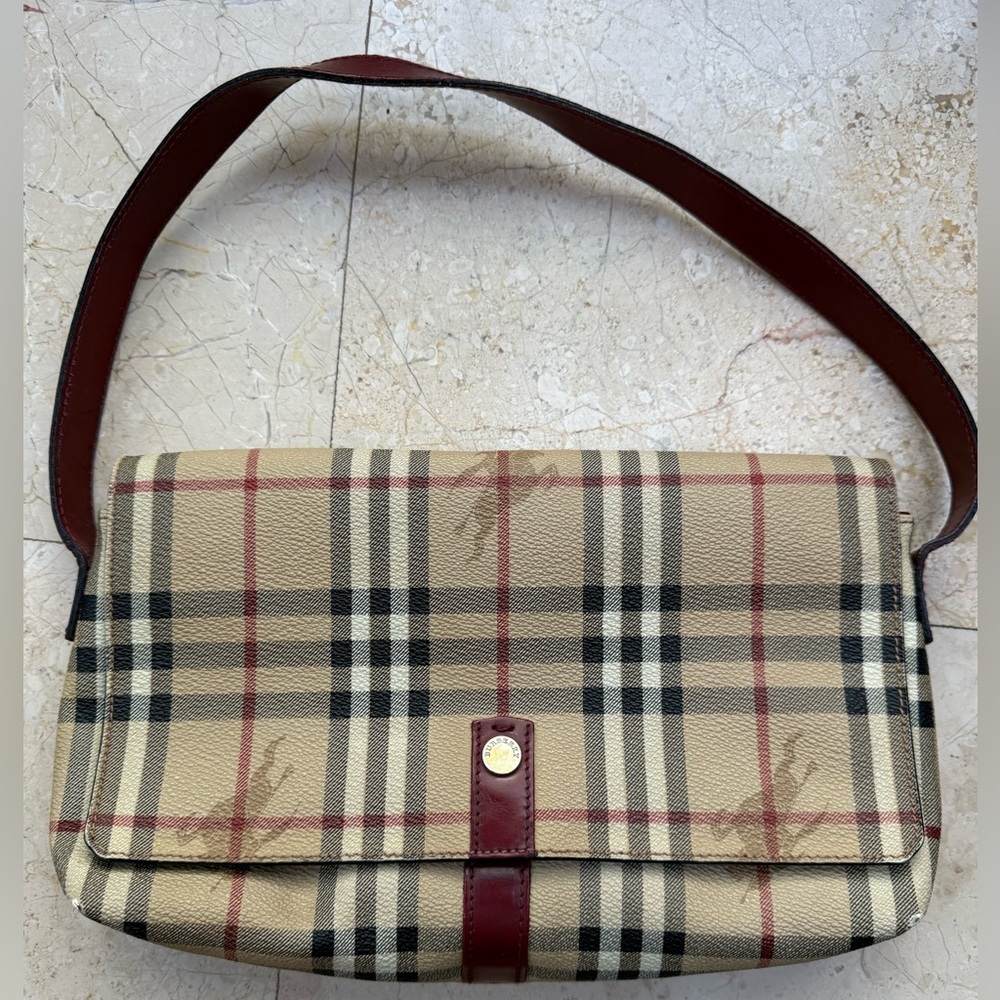 Burberry Beige and Red Checkered Women's Bag